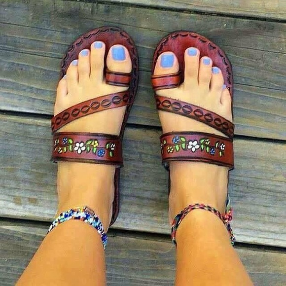 MEXICANA Shoes - Mexican leather sandals hand painted